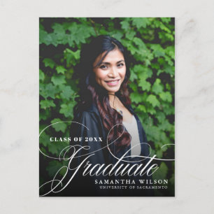 Modern Script Photo Graduation Announcement Postcard