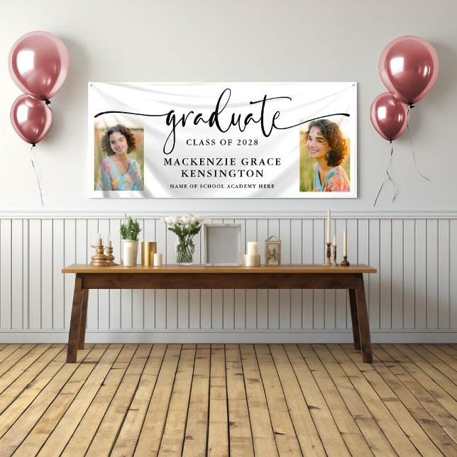 Modern Script Photo Graduation  Banner (Modern Script Photo Graduation Banner)
