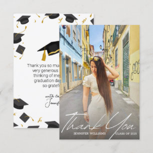 Modern Script Photo Graduation, Class of 2026 Grad Thank You Card