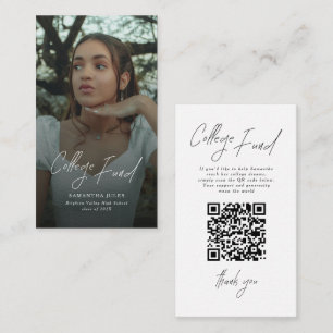 Modern Script Photo Graduation College Fund Enclosure Card