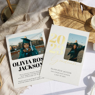 Modern Script & Photo Graduation Foil Card