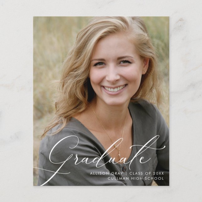 Modern Script Photo Graduation Invitation (Front)