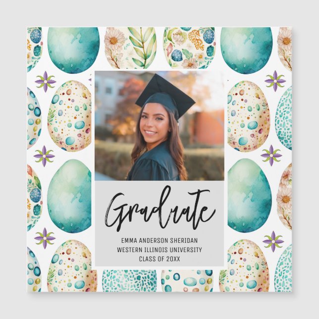 Modern Script Photo Graduation Magnetic Invitation (Front)