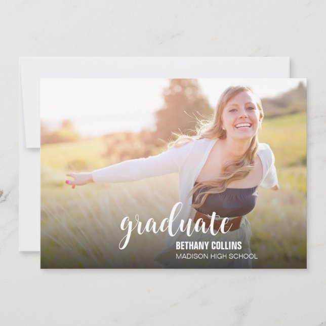 Modern Script Photo Graduation Party Invitation (Front)