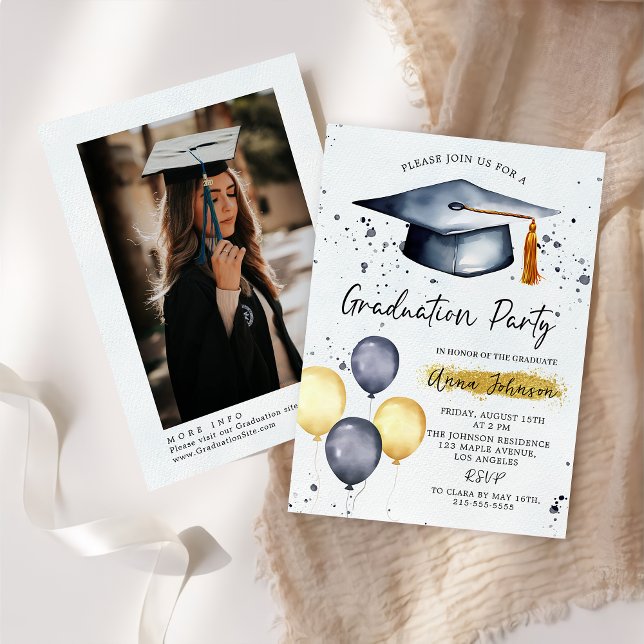Modern Script Photo Graduation Party Invitation  (Creator Uploaded)