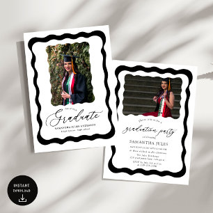 Modern Script Photo Graduation Party Invitation