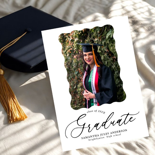 Modern Script Photo Graduation Party Invitation (Creator Uploaded)