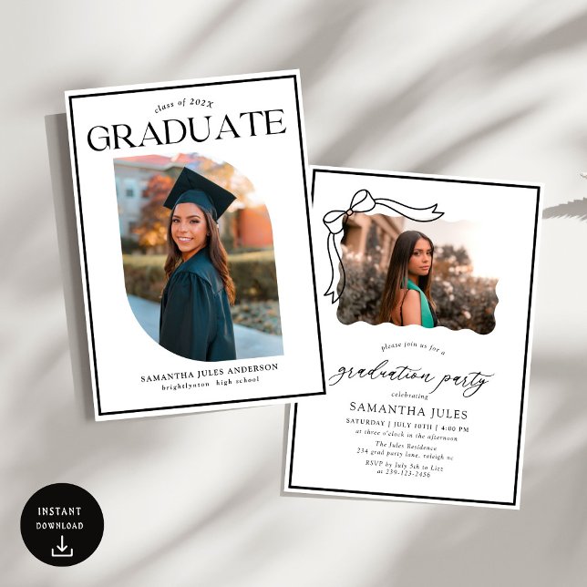Modern Script Photo Graduation Party  Invitation (Creator Uploaded)
