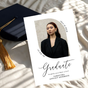 Modern Script Photo Graduation Party Invitation