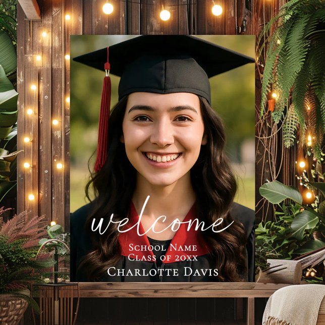 Modern script photo Graduation Party welcome Poster (Creator Uploaded)