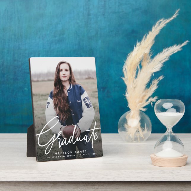 Modern Script Photo Graduation Plaque (Side)