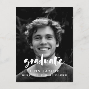 Modern script Photo graduation Postcard