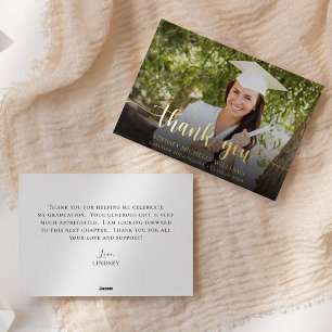 Modern Script Photo Graduation Thank You Card
