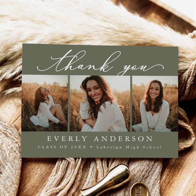 Modern Script Photo Graduation Thank You Postcard (Creator Uploaded)
