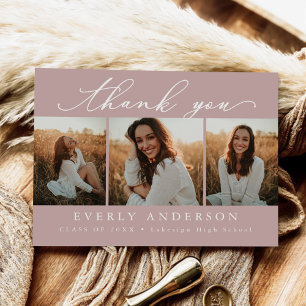 Modern Script Photo Graduation Thank You Postcard