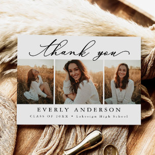 Modern Script Photo Graduation Thank You Postcard