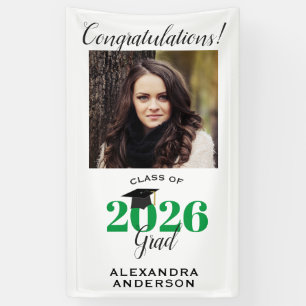 Modern Script Photo Green Vertical Graduation Banner