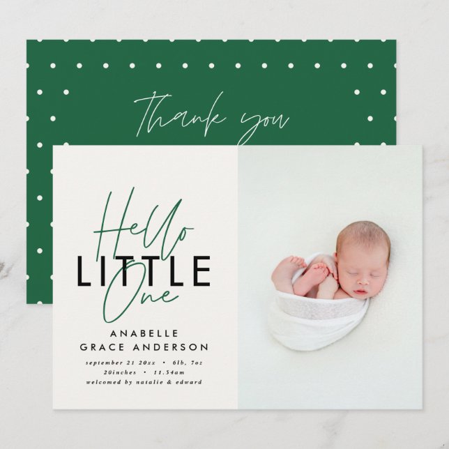 Modern script photo hello little one (Front/Back)