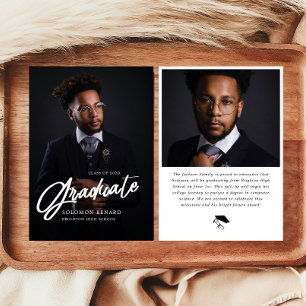 Modern Script Photo High School Graduation Announcement