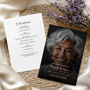 Modern Script & Photo In Loving Memory Funeral Programme