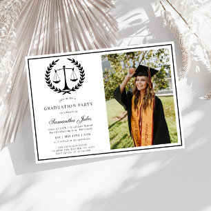 Modern Script  Photo Law School Graduation  Invitation
