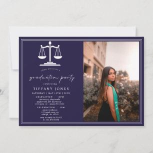 Modern Script Photo Law Schoool Graduation Party Invitation