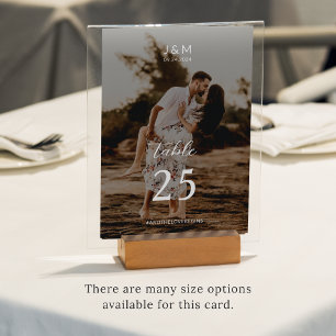 Modern Script Photo Monogram Wedding Table Number