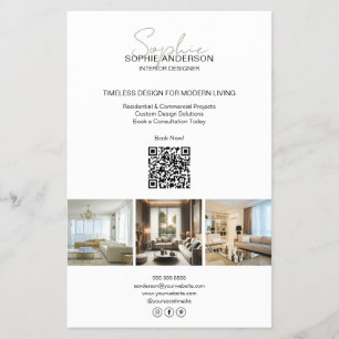 Modern Script Photo QR White Professional Business Flyer
