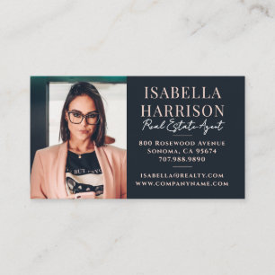 Modern Script Photo Real Estate Agent Business Card