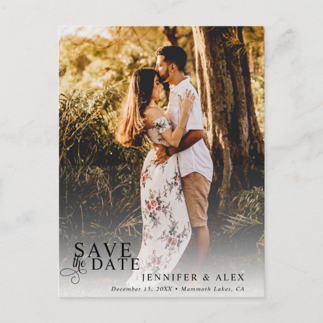 Modern Script Photo Save The Date Postcard (Front)