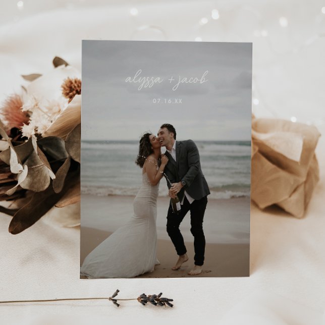 Modern Script Photo Wedding Elopement Reception Invitation (Creator Uploaded)