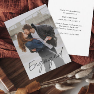 Modern Script Photo Wedding Engagement Party Invitation