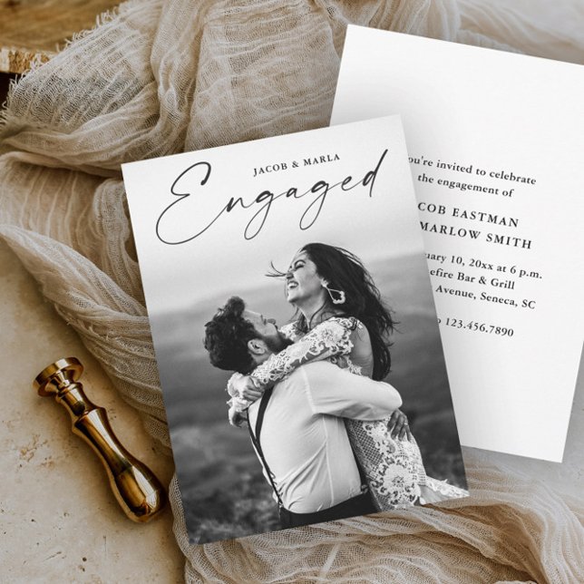Modern Script Photo Wedding Engagement Party Invitation (Creator Uploaded)