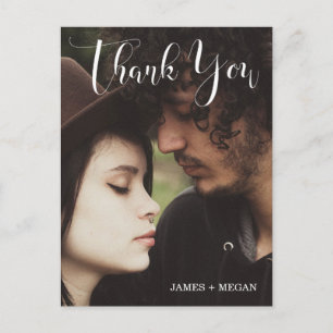 Modern Script Photo Wedding/ Engagement Thank You Postcard