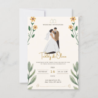 Modern Script & Photo Wedding Invitation