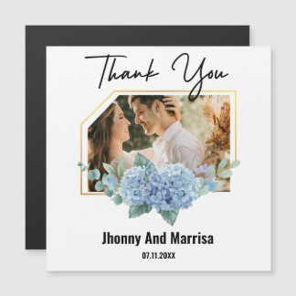 Modern Script Photo Wedding magnetic card