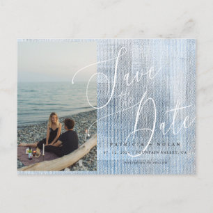 Modern Script Photo Wedding Save The Date Announcement Postcard