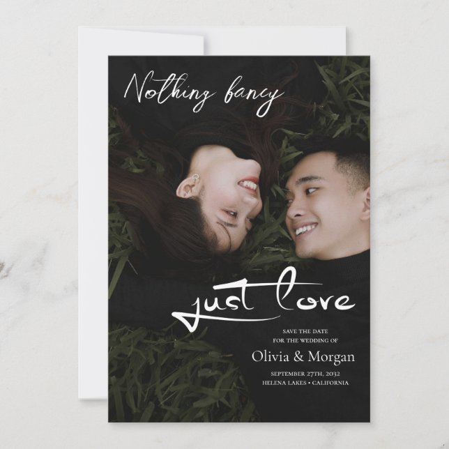 Modern Script Photo Wedding Save The Date Invitation (Front)