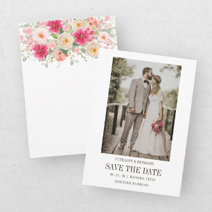 Modern Script Photo Wedding Save The Date Invitation
