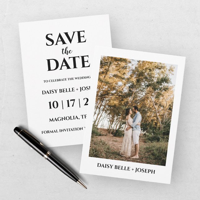 Modern Script Photo Wedding Save The Date Invitation (Creator Uploaded)