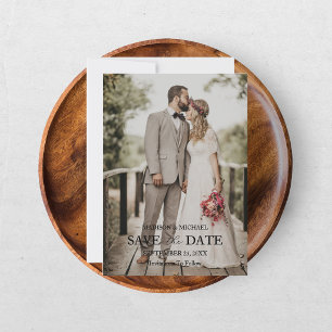 Modern Script Photo Wedding Save The Date Invitation
