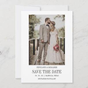 Modern Script Photo Wedding Save The Date Invitation