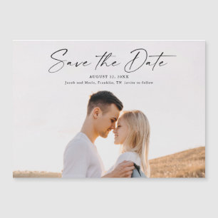 Modern Script Photo Wedding Save The Date Magnetic Invitation