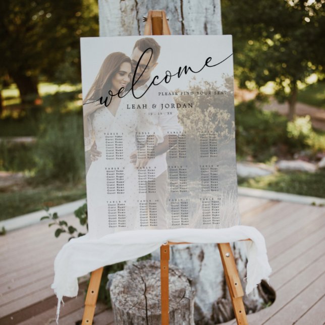 Modern Script Photo Wedding Seating Chart (Creator Uploaded)
