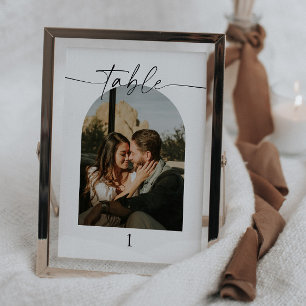 Modern Script Photo Wedding Table Numbers