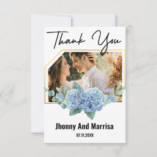 Modern Script Photo Wedding Thank You Card