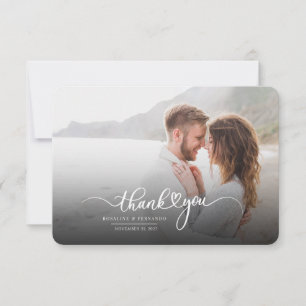 Modern Script Photo Wedding Thank You Card