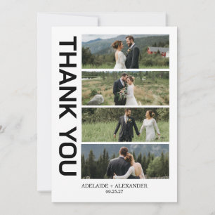 Modern Script Photo Wedding Thank You Card