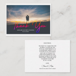 Modern Script Photo Wedding Thank You Card