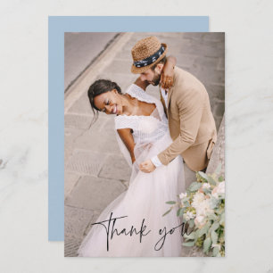 Modern Script Photo Wedding Thank You Card